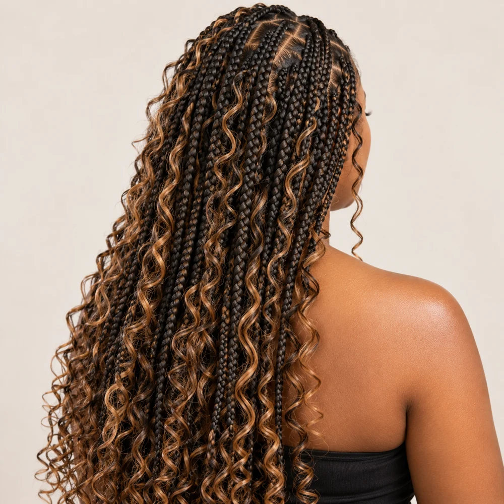 Golden curls woven through beautiful boho braids
